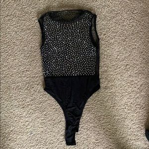 Sheer Black bodysuit with rhinestones (Never worn)